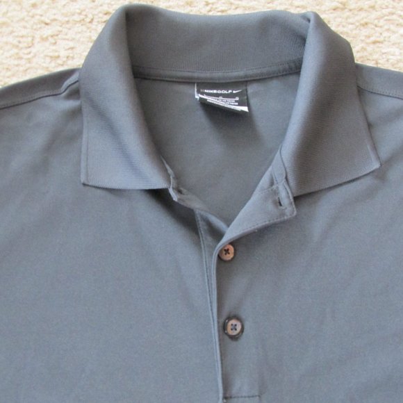 Nike Golf Dri Fit Polo Shirt Mens Size Large Dark Gray Short Sleeve Collared - Picture 2 of 5